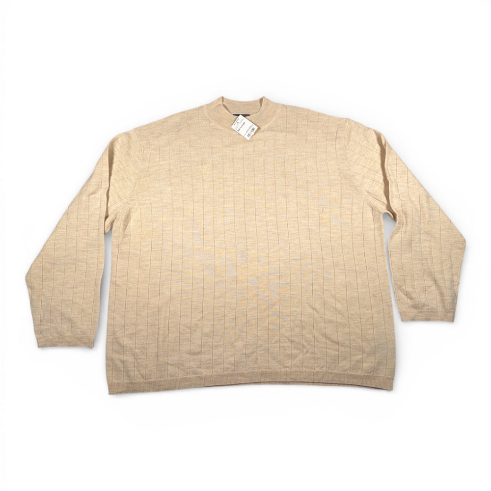 Vintage J Ferrar Sweater Adult 2XL XXL Brown Merino Wool Deadstock Tags 90s